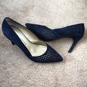 Navy Blue Suede Pumps | Audrey Brooke